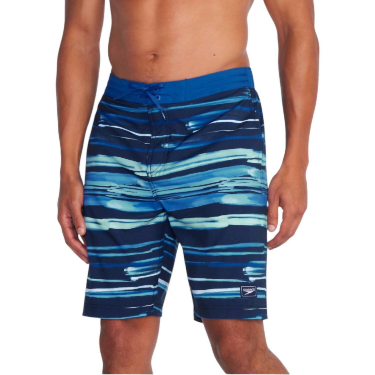 New Speedo Bondi Basin 20" Board Shorts In Striped Peacoat Blue